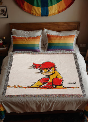 Kid Flash Chibi Woven Blanket | DC Comics Premium Cotton Throw - Snapping Turtle Gallery