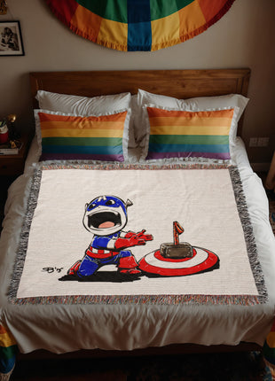 Thor Captain America Chibi Blanket | Marvel Mjolnir Woven Throw - Snapping Turtle Gallery