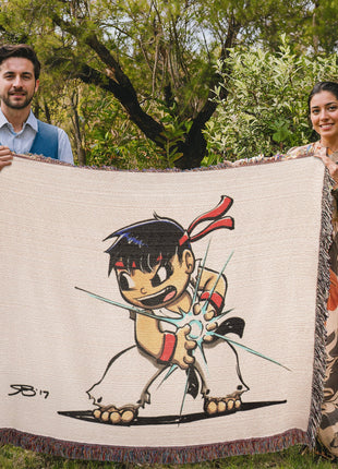 Ryu Blanket | Street Fighter Chibi Woven Throw 50x60 - Snapping Turtle Gallery