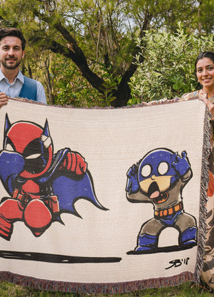 Deadpool Batman Chibi Blanket | Marvel x DC Woven Throw - Snapping Turtle Gallery