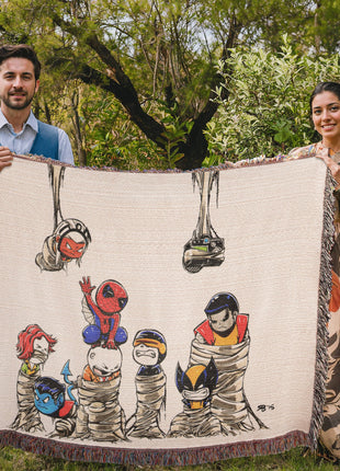 Spider-Man X-Men Chibi Woven Blanket | Marvel Premium Cotton Throw - Snapping Turtle Gallery