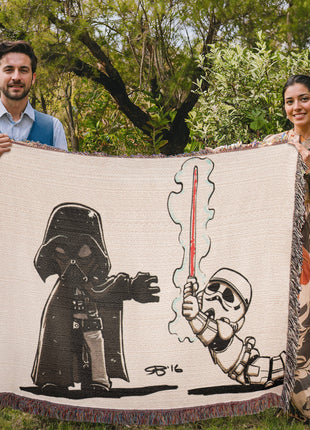 Darth Vader Stormtrooper Chibi Woven Blanket | Star Wars Cotton Throw - Snapping Turtle Gallery