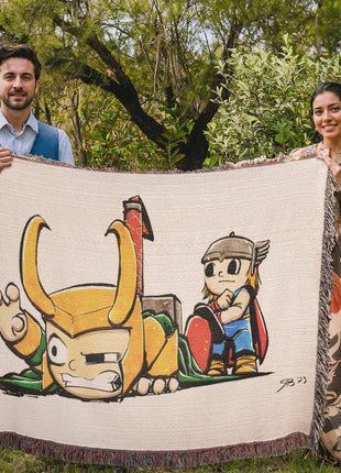 Loki Thor Chibi Blanket | Marvel Woven Throw - Snapping Turtle Gallery