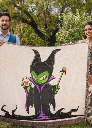 Maleficent Chibi Woven Blanket | Disney Villain Premium Cotton Throw, Shop Maleficent chibi Disney villain woven blanket. 100% cotton loom-woven throw, 3 sizes. No peeling, no fading. Fast US shipping. Order yours today., [-Snapping Turtle Gallery