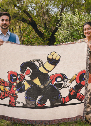 Bane Harley Quinn Deadpool Chibi Blanket | Marvel x DC Woven Throw - Snapping Turtle Gallery