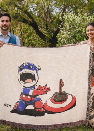 Thor Captain America Chibi Blanket | Marvel Mjolnir Woven Throw - Snapping Turtle Gallery