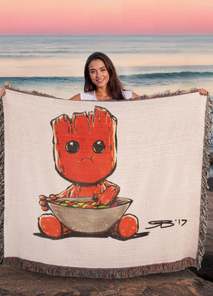 Baby Groot Chibi Blanket | Guardians of the Galaxy Woven Throw - Snapping Turtle Gallery