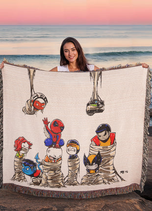 Spider-Man X-Men Chibi Woven Blanket | Marvel Premium Cotton Throw - Snapping Turtle Gallery