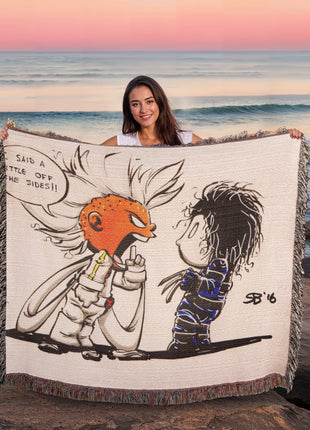 Storm Edward Scissorhands Chibi Woven Blanket | Marvel Cotton Throw, Shop Storm & Edward Scissorhands chibi Marvel woven blanket. 100% cotton loom-woven throw, 3 sizes. No peeling, no fading. Fast US shipping. Order yours today., [-Snapping Turtle Gallery