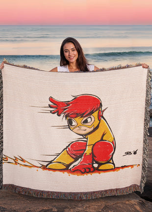 Kid Flash Chibi Woven Blanket | DC Comics Premium Cotton Throw - Snapping Turtle Gallery