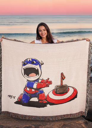 Thor Captain America Chibi Blanket | Marvel Mjolnir Woven Throw - Snapping Turtle Gallery