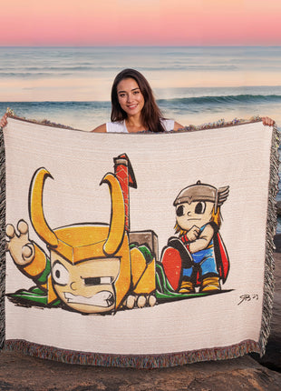Loki Thor Chibi Blanket | Marvel Woven Throw - Snapping Turtle Gallery