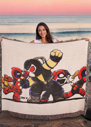 Bane Harley Quinn Deadpool Chibi Blanket | Marvel x DC Woven Throw - Snapping Turtle Gallery