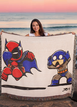 Deadpool Batman Chibi Blanket | Marvel x DC Woven Throw - Snapping Turtle Gallery