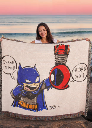 Batman Deadpool Chibi Blanket | DC x Marvel Woven Throw - Snapping Turtle Gallery