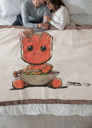Baby Groot Chibi Blanket | Guardians of the Galaxy Woven Throw - Snapping Turtle Gallery