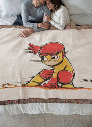 Kid Flash Chibi Woven Blanket | DC Comics Premium Cotton Throw - Snapping Turtle Gallery