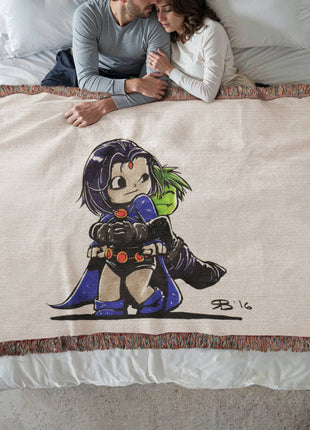 Beast Boy Raven Chibi Blanket | Teen Titans Woven Throw - Snapping Turtle Gallery