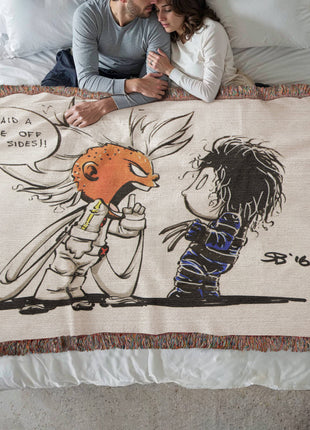 Storm Edward Scissorhands Chibi Woven Blanket | Marvel Cotton Throw, Shop Storm & Edward Scissorhands chibi Marvel woven blanket. 100% cotton loom-woven throw, 3 sizes. No peeling, no fading. Fast US shipping. Order yours today., [-Snapping Turtle Gallery