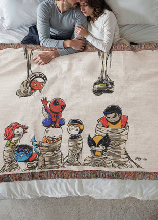 Spider-Man X-Men Chibi Woven Blanket | Marvel Premium Cotton Throw - Snapping Turtle Gallery