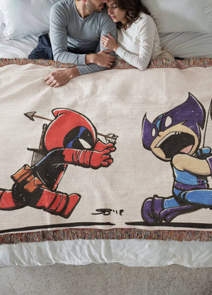Hawkeye Deadpool Chibi Blanket | Marvel Woven Throw - Snapping Turtle Gallery