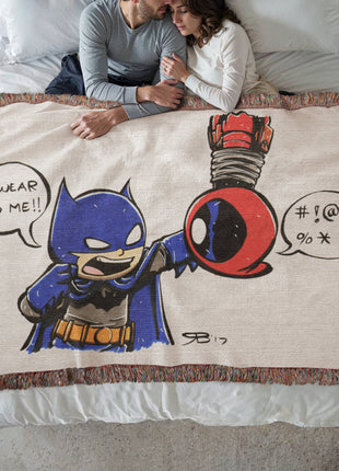Batman Deadpool Chibi Blanket | DC x Marvel Woven Throw - Snapping Turtle Gallery