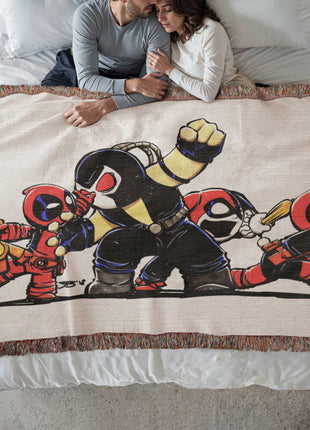 Bane Harley Quinn Deadpool Chibi Blanket | Marvel x DC Woven Throw - Snapping Turtle Gallery