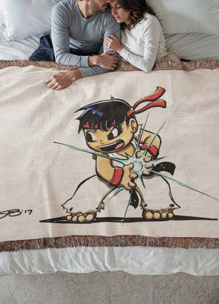 Ryu Blanket | Street Fighter Chibi Woven Throw 50x60 - Snapping Turtle Gallery