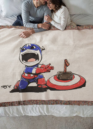 Thor Captain America Chibi Blanket | Marvel Mjolnir Woven Throw - Snapping Turtle Gallery