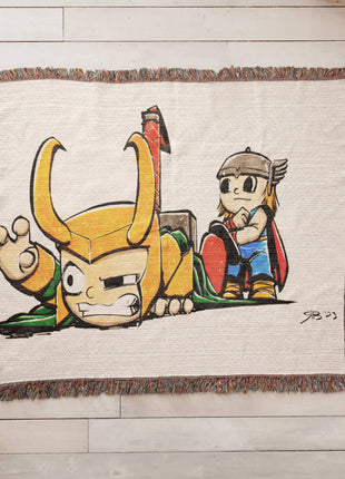 Loki Thor Chibi Blanket | Marvel Woven Throw - Snapping Turtle Gallery