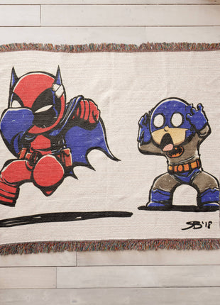 Deadpool Batman Chibi Blanket | Marvel x DC Woven Throw - Snapping Turtle Gallery