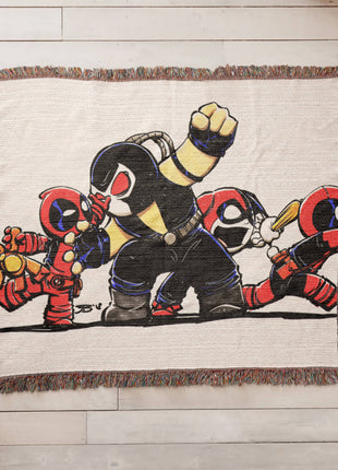 Bane Harley Quinn Deadpool Chibi Blanket | Marvel x DC Woven Throw - Snapping Turtle Gallery