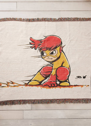 Kid Flash Chibi Woven Blanket | DC Comics Premium Cotton Throw - Snapping Turtle Gallery