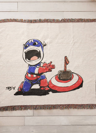 Thor Captain America Chibi Blanket | Marvel Mjolnir Woven Throw - Snapping Turtle Gallery