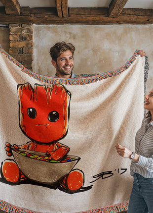 Baby Groot Chibi Blanket | Guardians of the Galaxy Woven Throw - Snapping Turtle Gallery
