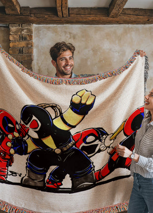 Bane Harley Quinn Deadpool Chibi Blanket | Marvel x DC Woven Throw - Snapping Turtle Gallery