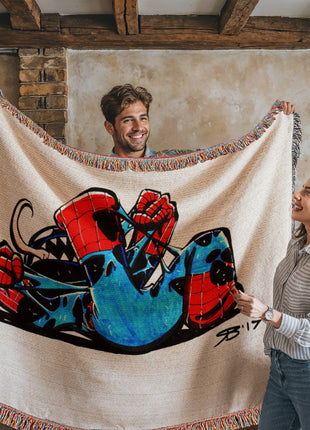 Spider-Man Venom Chibi Woven Blanket | Marvel Premium Cotton Throw - Snapping Turtle Gallery
