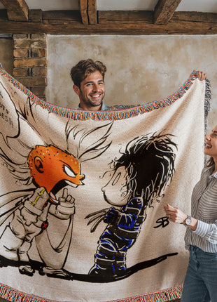 Storm Edward Scissorhands Chibi Woven Blanket | Marvel Cotton Throw, Shop Storm & Edward Scissorhands chibi Marvel woven blanket. 100% cotton loom-woven throw, 3 sizes. No peeling, no fading. Fast US shipping. Order yours today., [-Snapping Turtle Gallery