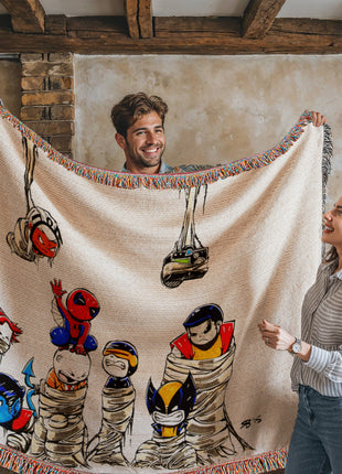 Spider-Man X-Men Chibi Woven Blanket | Marvel Premium Cotton Throw - Snapping Turtle Gallery