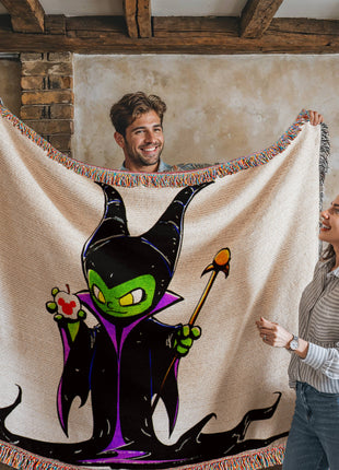 Maleficent Chibi Woven Blanket | Disney Villain Premium Cotton Throw, Shop Maleficent chibi Disney villain woven blanket. 100% cotton loom-woven throw, 3 sizes. No peeling, no fading. Fast US shipping. Order yours today., [-Snapping Turtle Gallery
