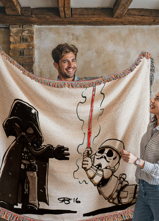 Darth Vader Stormtrooper Chibi Woven Blanket | Star Wars Cotton Throw - Snapping Turtle Gallery