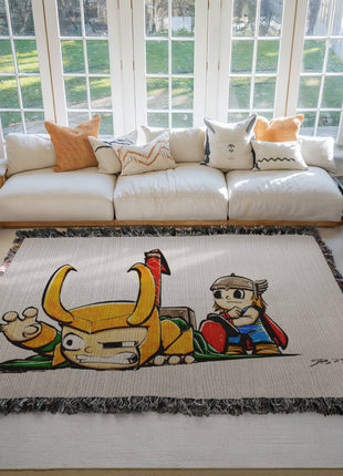 Loki Thor Chibi Blanket | Marvel Woven Throw - Snapping Turtle Gallery