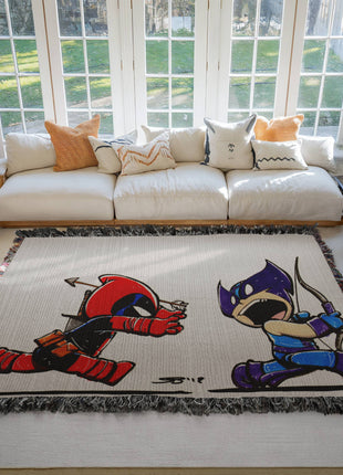 Hawkeye Deadpool Chibi Blanket | Marvel Woven Throw - Snapping Turtle Gallery