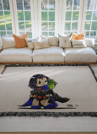 Beast Boy Raven Chibi Blanket | Teen Titans Woven Throw - Snapping Turtle Gallery