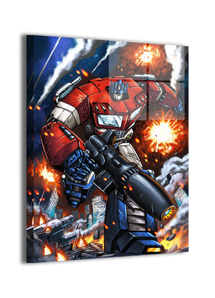 Optimus Prime by Verry Woong; modern metallic sheen, ready to hang.