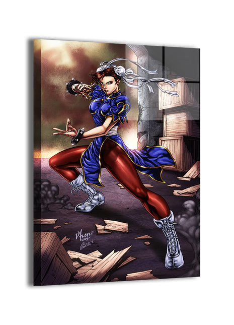 Crimson Lightning Wall Art Metal Print – Chun-Li (Street Fighter) by Vhon Remot & Martin Mariano Hernandez Tena