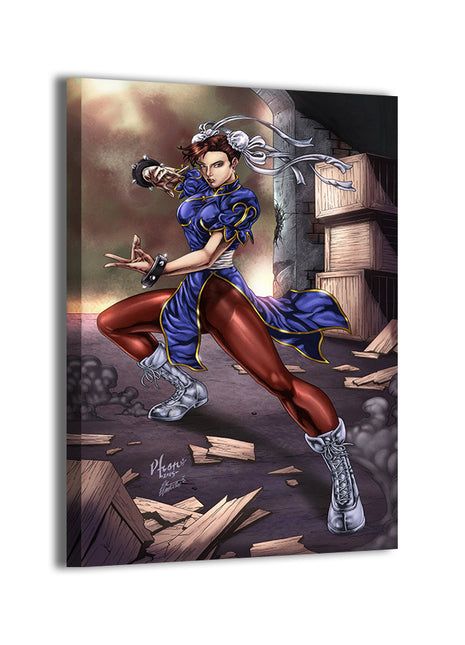 Crimson Lightning Wall Art Canvas Print – Chun-Li (Street Fighter) by Vhon Remot & Martin Mariano Hernandez Tena