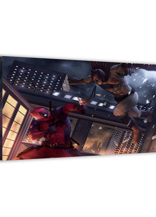 Batman vs Deadpool Batarang Crossfire canvas wall art