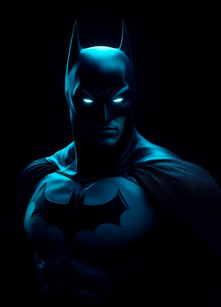 Batman Blue Hour Watch original artwork: reveals Batman's cowl and upper body through narrow electric-blue highlights.