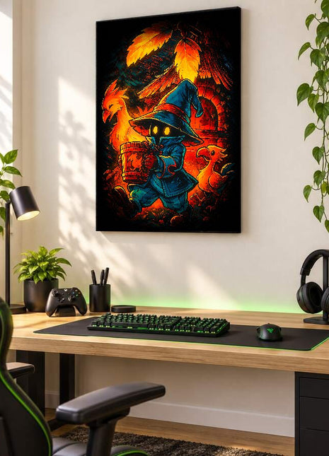Black Mage Chocobo Caravan Vivi Ornitier Final Fantasy IX canvas wall art mockup